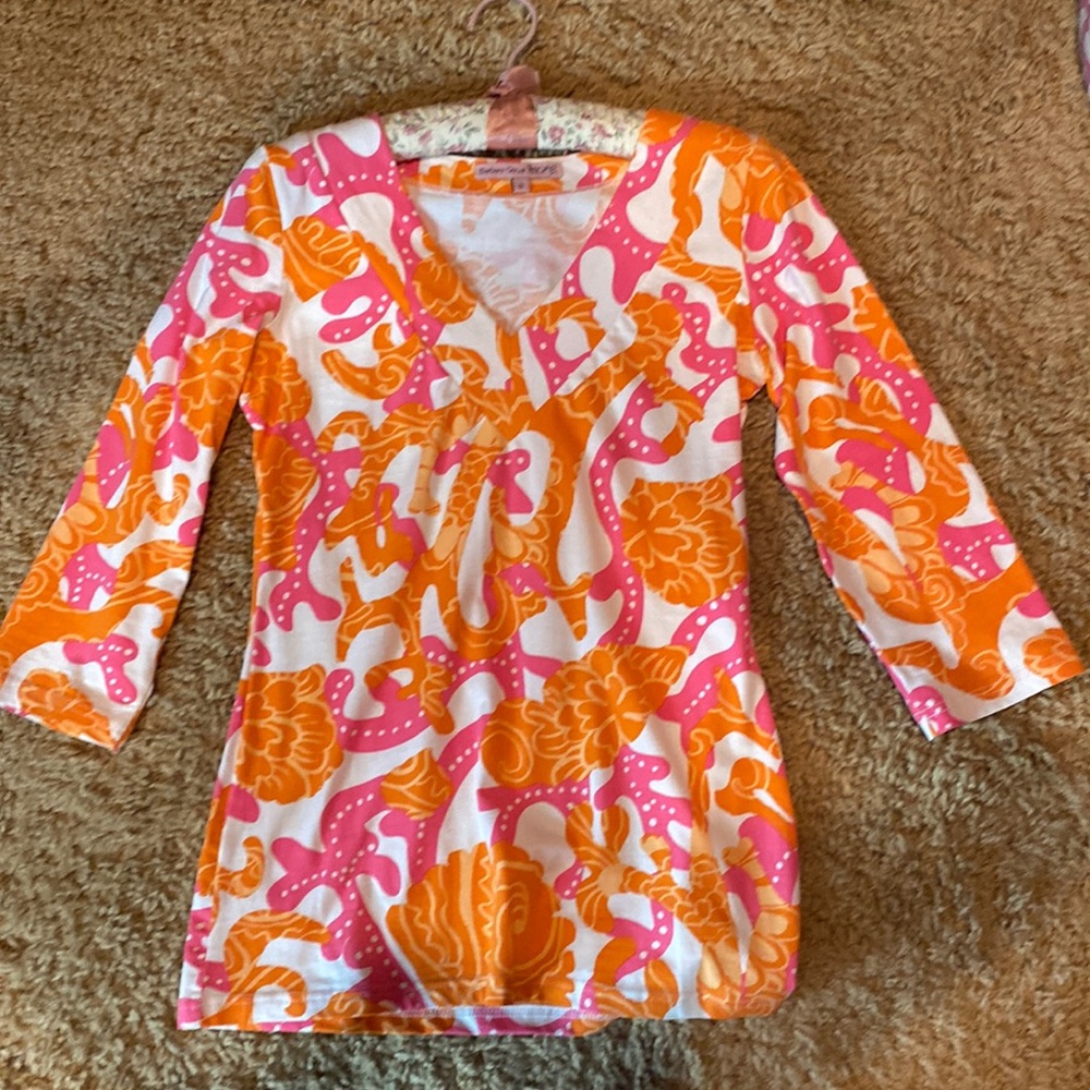 Pink and orange soft blouse